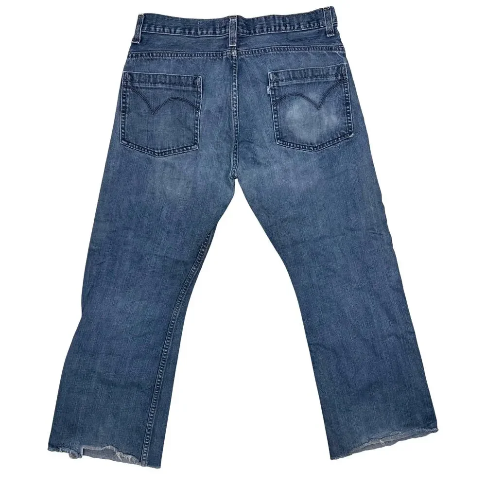 Y2K Levi's SilverTab 34X28 True Boot Jean Distressed Crop 90s Grunge Vintage Dad